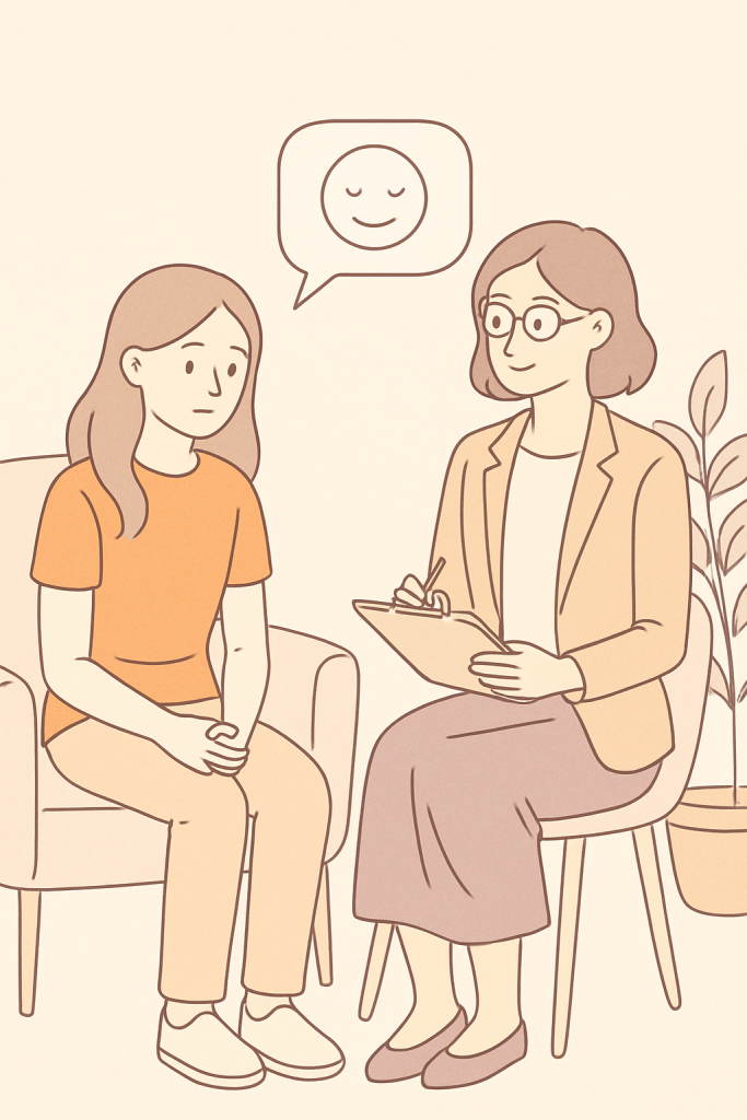 Ilustración que representa terapia menores y adolescentes